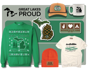 Great Lakes Proud Great Lake Proud logo with merchandise such as T-shirt, hat, sweatshirt, sticker, etc.
