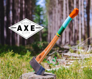 Axe in front of fire